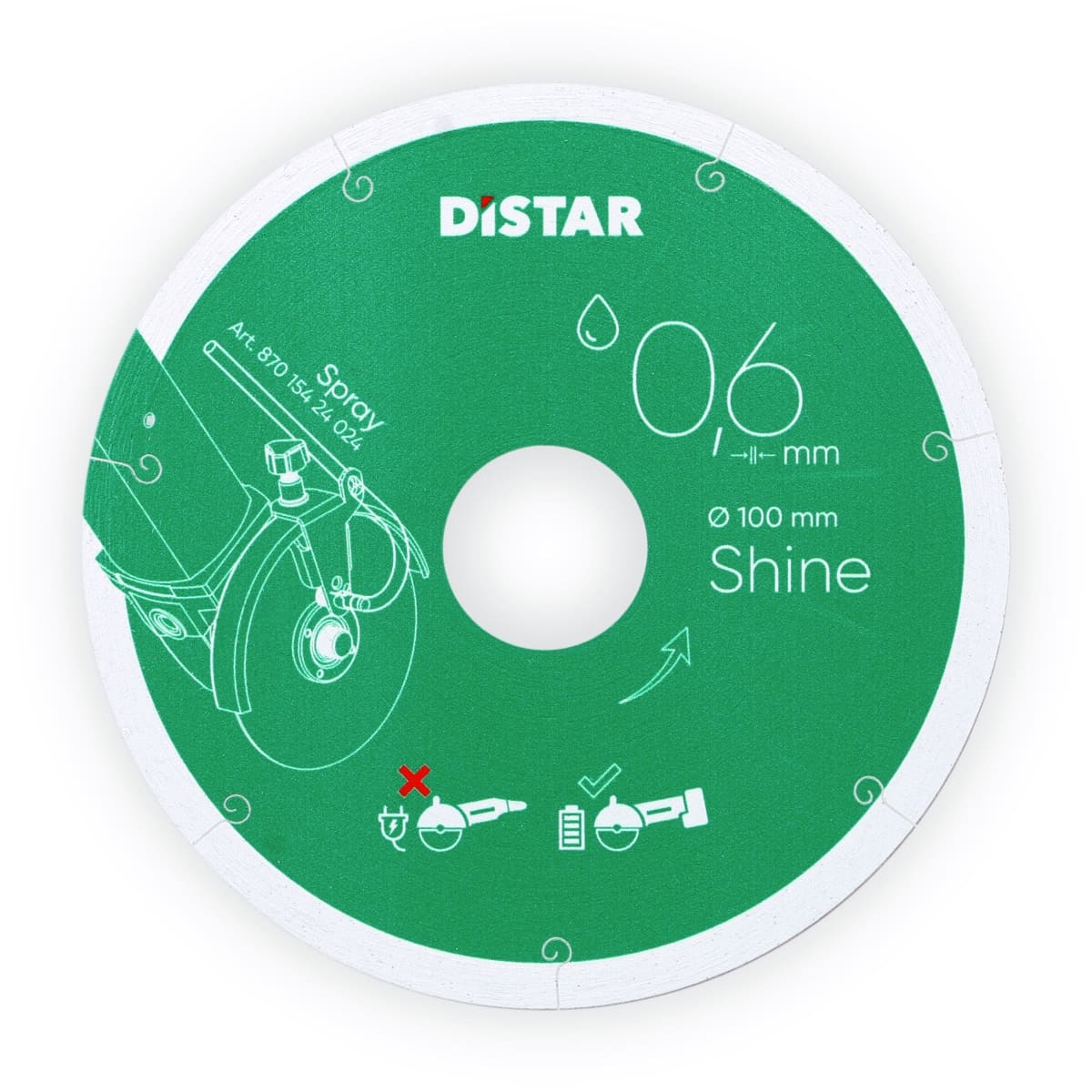 Diamanttrennscheibe 1A1R 101,6x0,6x5x22,23 Shine